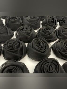 4, 2” Black Organza Roses | Embellishments for Jewelry, Home & Clothing | New